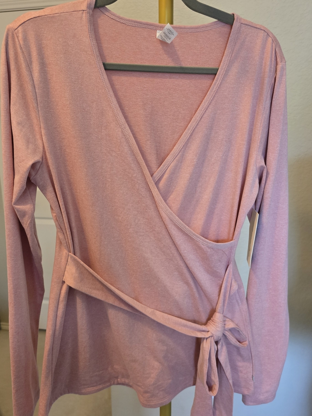 Marika Faux Surplice Wrap Front Long Sleeve Top NWT